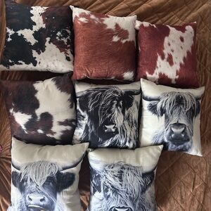 Set of Cow Print Throw Pillows